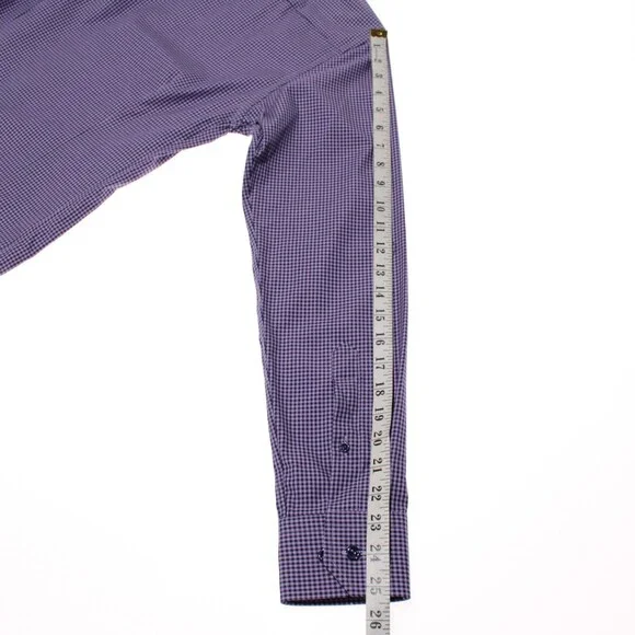 Eton NWT Casual Button Down Shirt Size 38 15 S Slim Fit in Purple/Blue Check